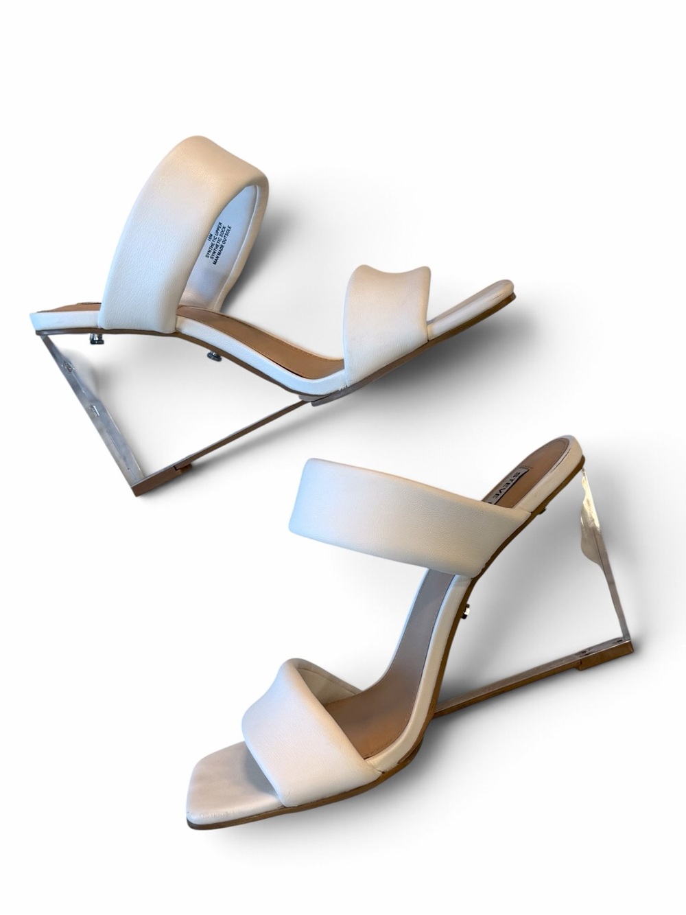 Steve Madden ISA White Square-Toe Wedge Sandals